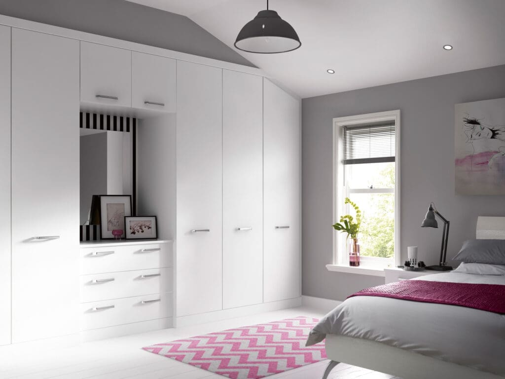 Bespoke white gloss wardrobe, from first sketch to final fit