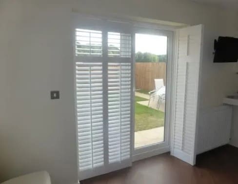 Patio door shutters