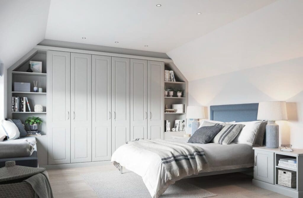 shaker style fitted wardrobe with side shelving