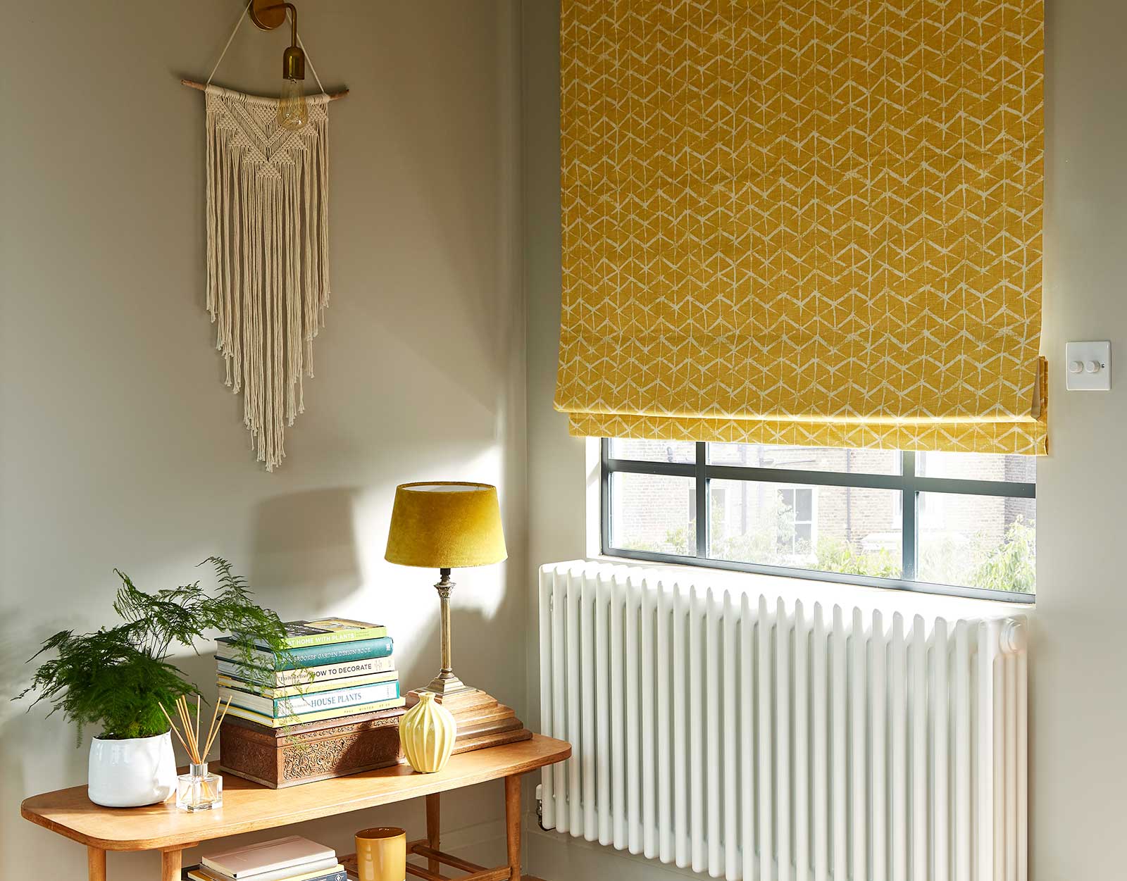 yellow roman blackout blinds