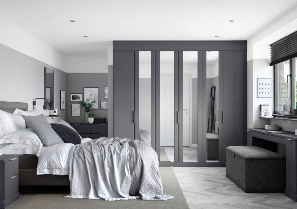 Bespoke dark grey fitted wardrobes