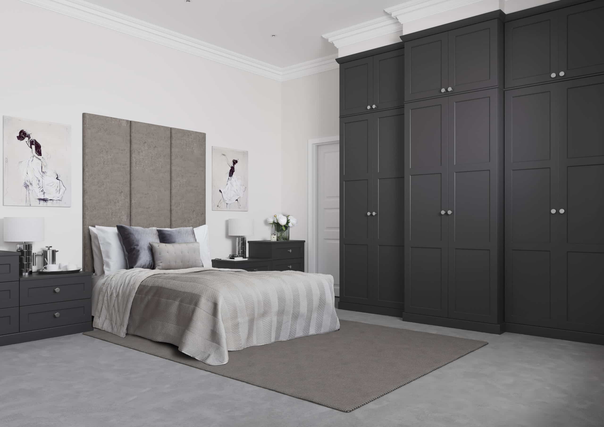 Charcoal fitted bedroom wardrobes from the Torino range