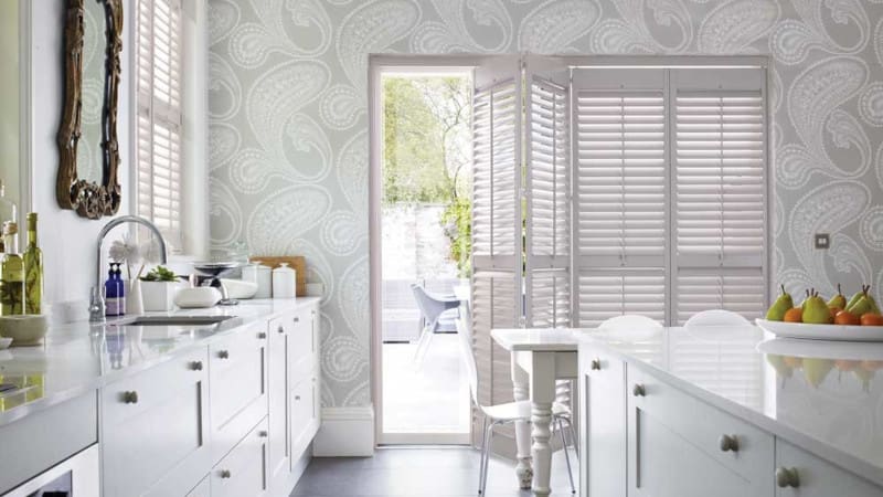 tracked shutters in a kitchen