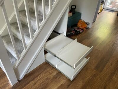 Pull out shoe racks for understairs storage