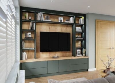 fitted tv and media unit green