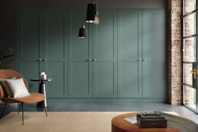 green fitted wardrobes