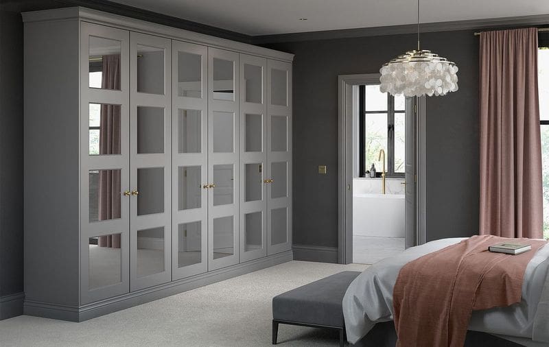 mirror wardrobe in grey