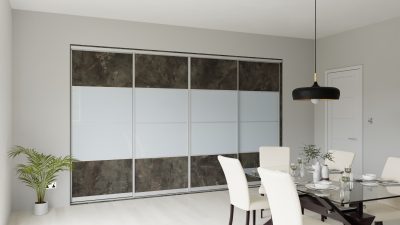 Linear sliding doors fitted dining room storage