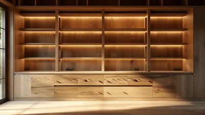 Bespoke wooden bookcase media furniture