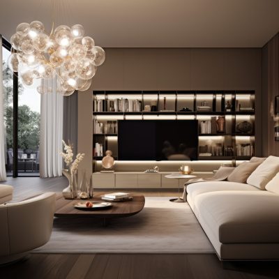 modern living room with media storage
