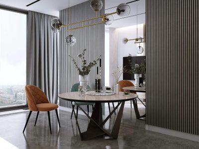 dining room with asti silver wall panelling