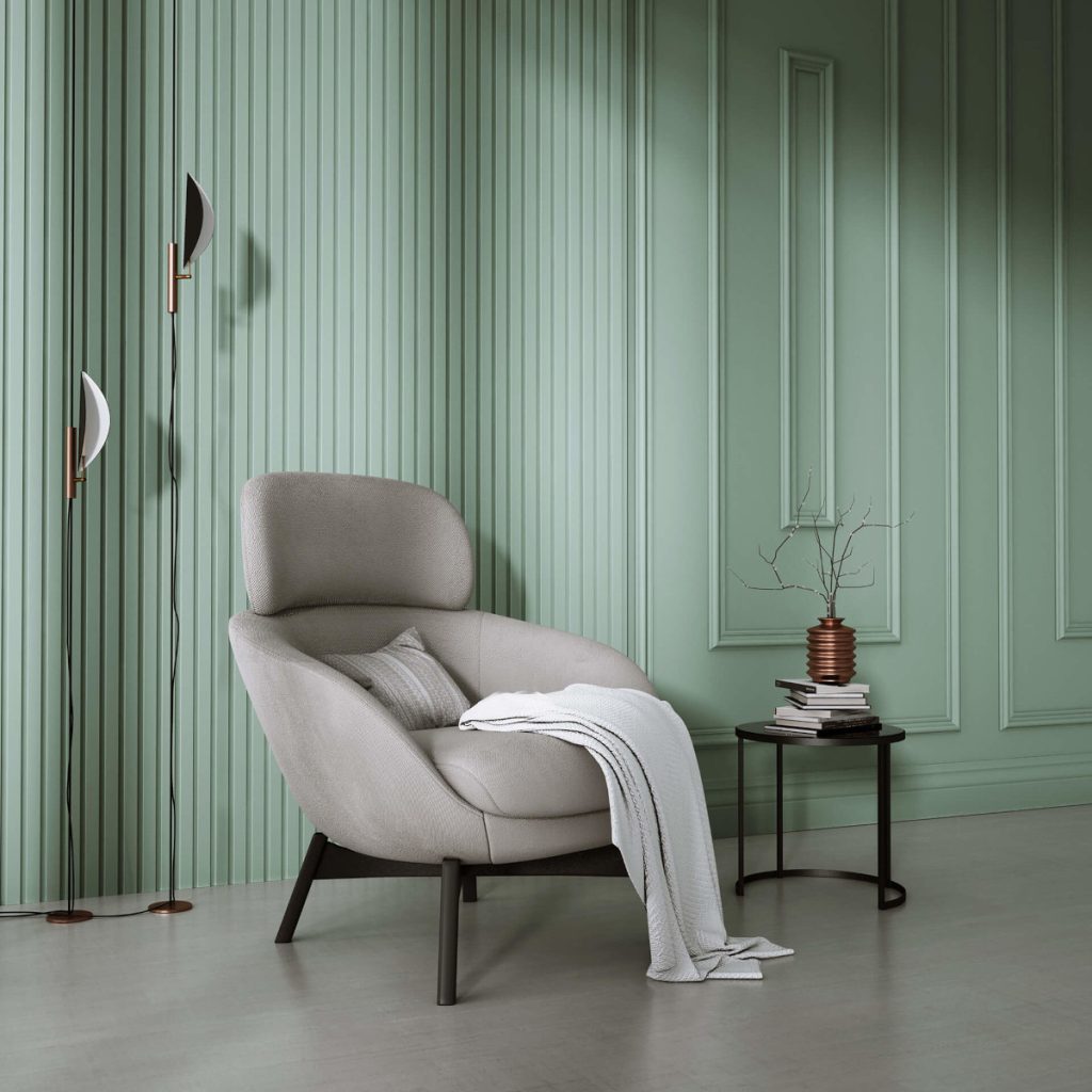 pale green wall panelling